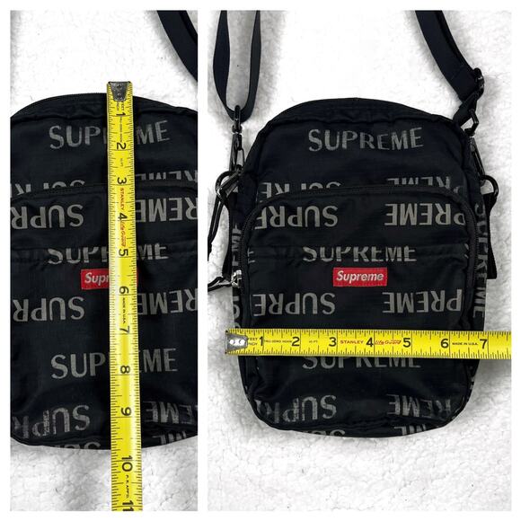 Rare Authentic Supreme FW16 3M Reflective Repeat Black Shoulder Bag Streetwear - Picture 16 of 16